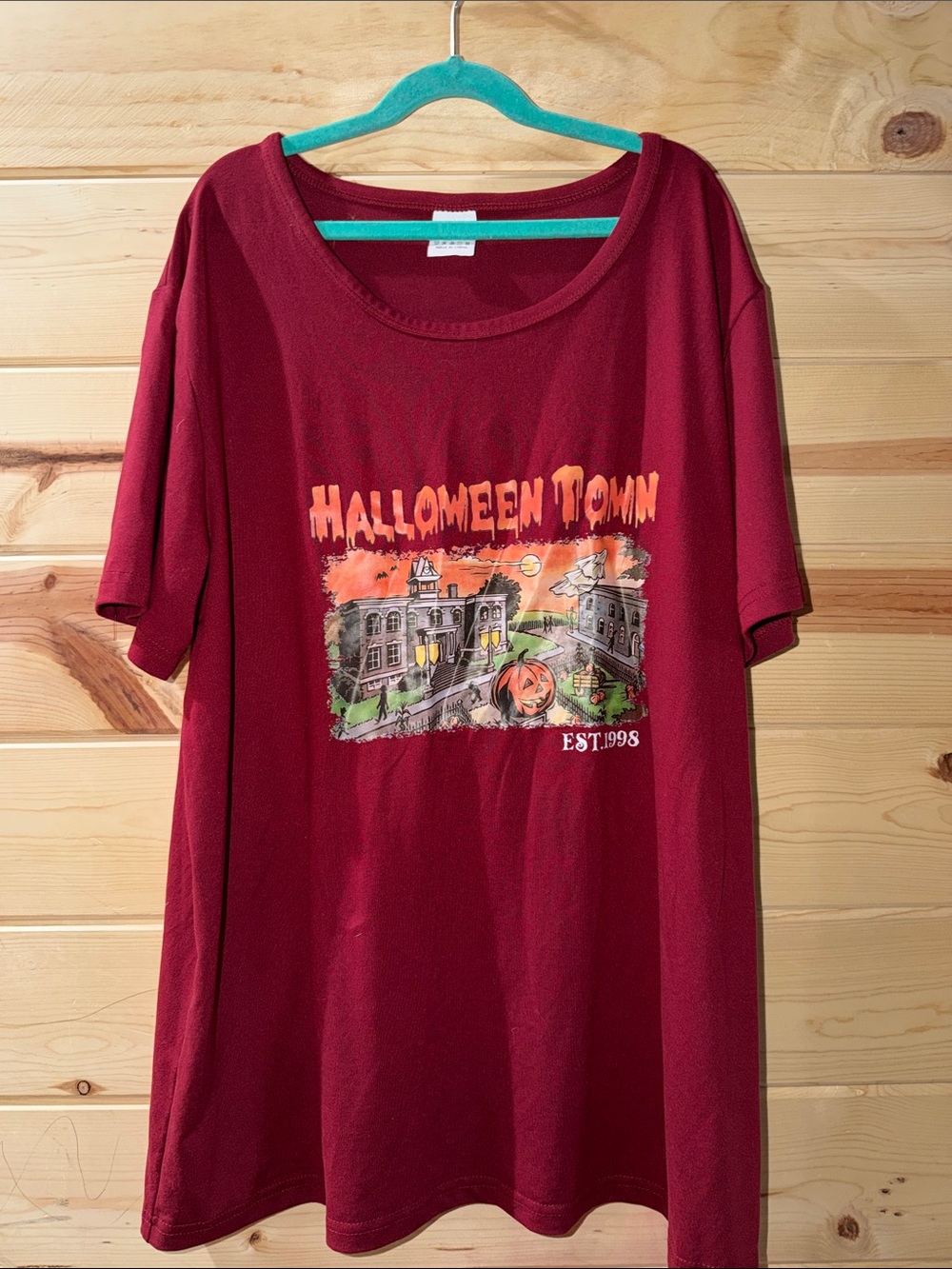 Halloween Town Graphic Tee - Red Women’s Top
